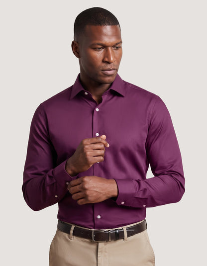 Smart Fit Plum Satin Dress Shirt