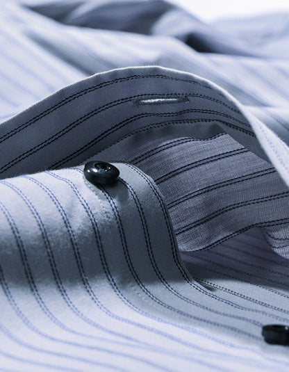Navy Striped Grey Dress Shirt