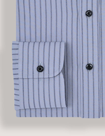 Navy Striped Grey Dress Shirt
