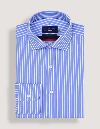 Cotton Striped Sky Blue Dress Shirt
