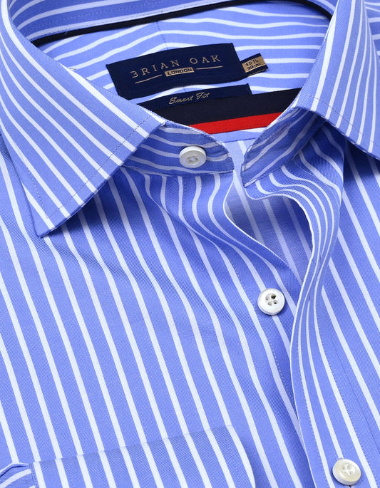 Cotton Striped Sky Blue Dress Shirt
