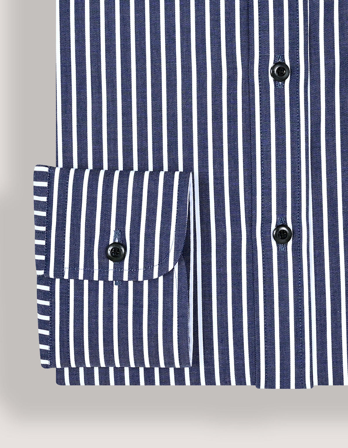 Navy Striped Cotton Dress Shirt