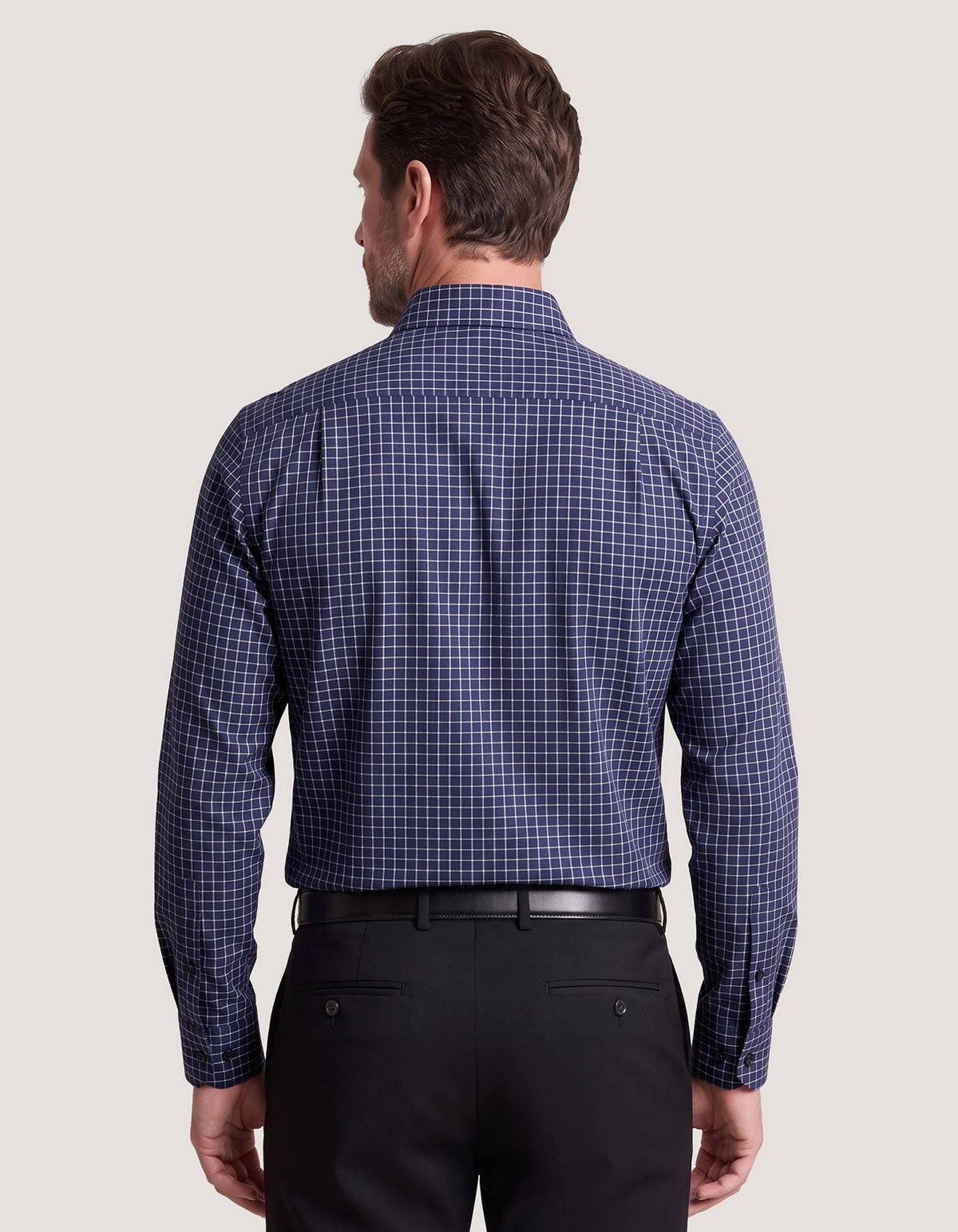 Navy Formal Blend Checkered Shirt