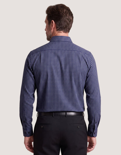 Navy Formal Blend Checkered Shirt