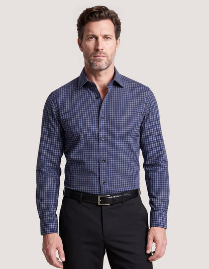 Navy Formal Blend Checkered Shirt