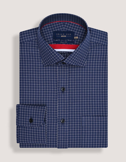 Navy Formal Blend Checkered Shirt