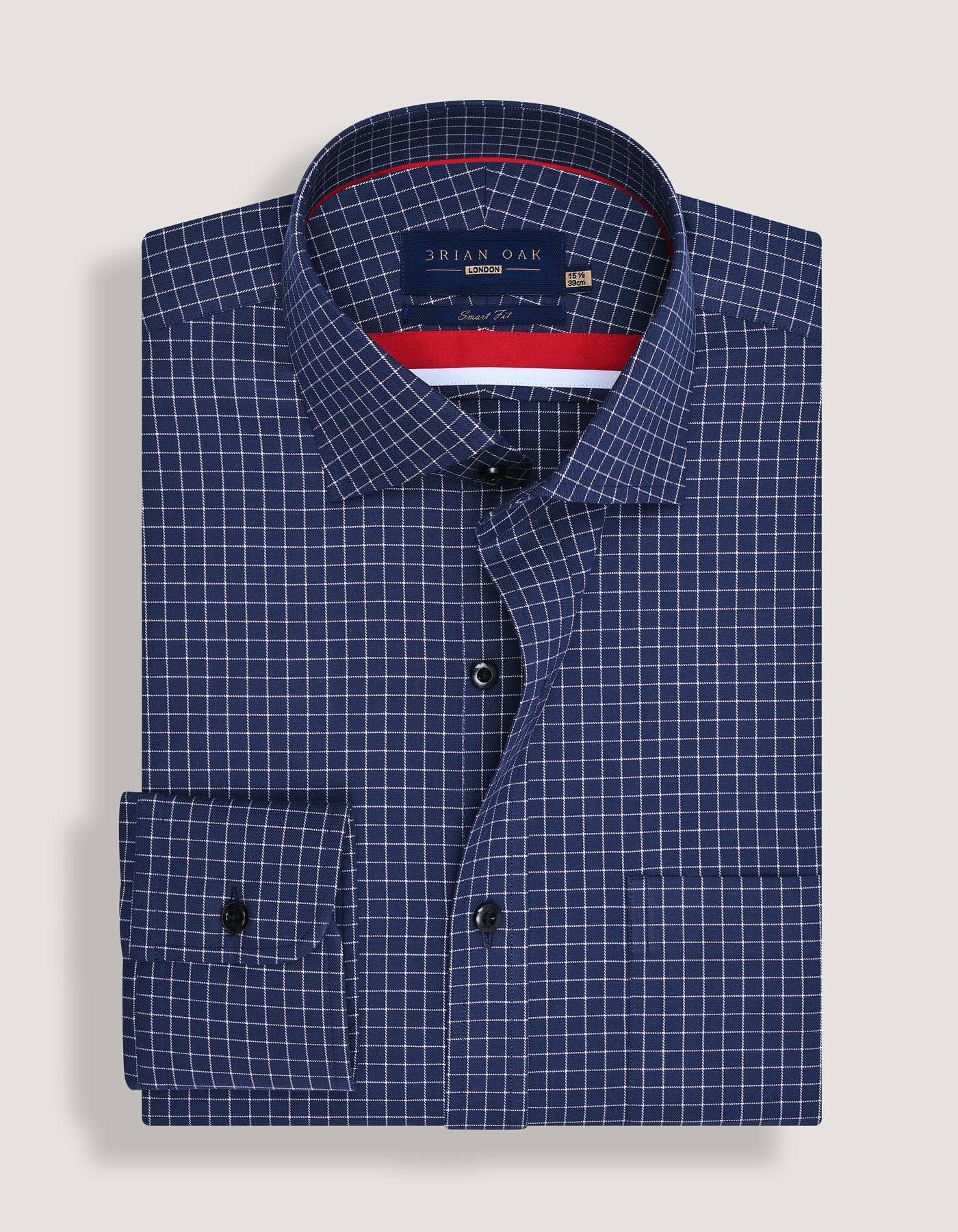 Navy Formal Blend Checkered Shirt