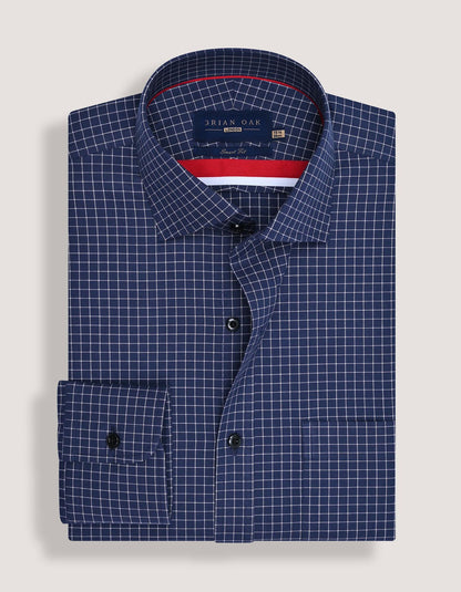 Navy Formal Blend Checkered Shirt