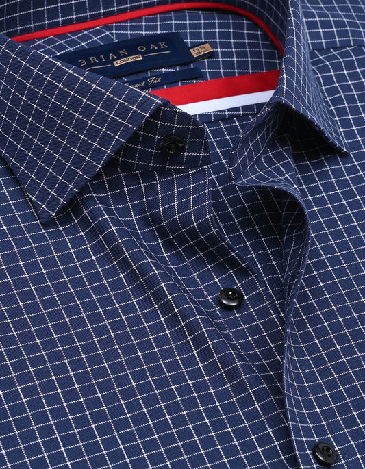 Navy Formal Blend Checkered Shirt