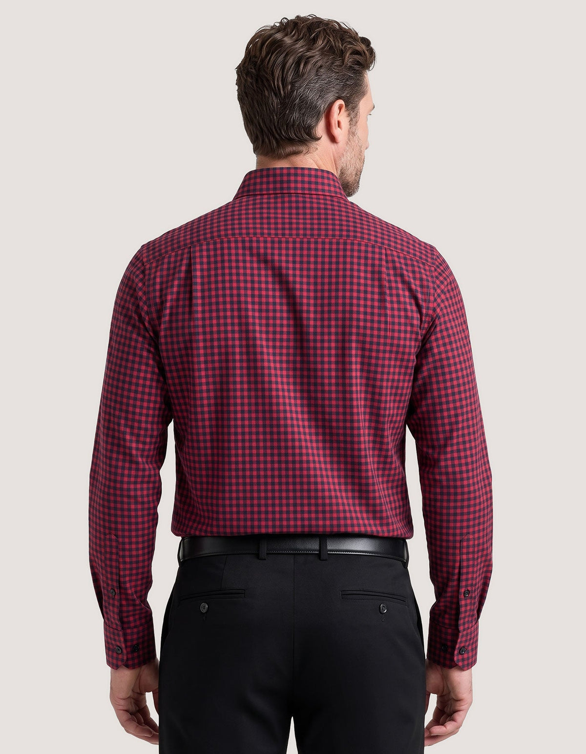 Red And Navy Checkered Formal Shirt
