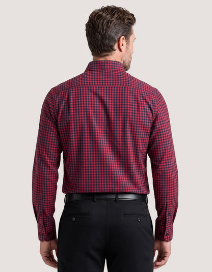 Red And Navy Checkered Formal Shirt
