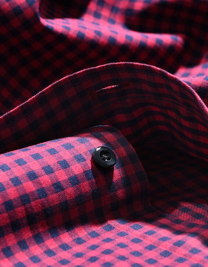 Red And Navy Checkered Formal Shirt