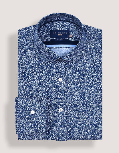 Navy Floral Vine Print Dress Shirt