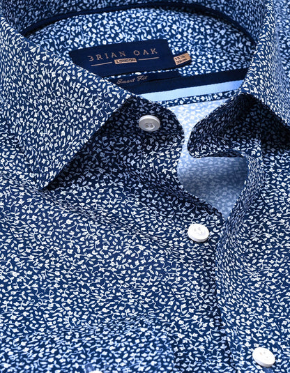 Navy Floral Vine Print Dress Shirt