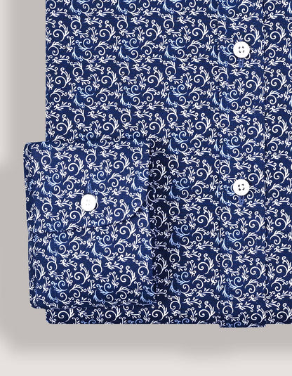 Mens Navy Paisley Print Formal Shirt
