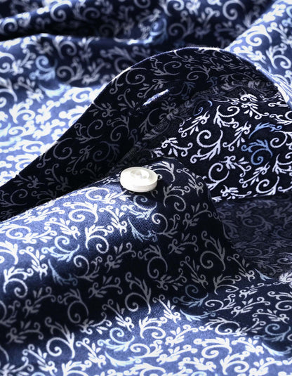 Mens Navy Paisley Print Formal Shirt