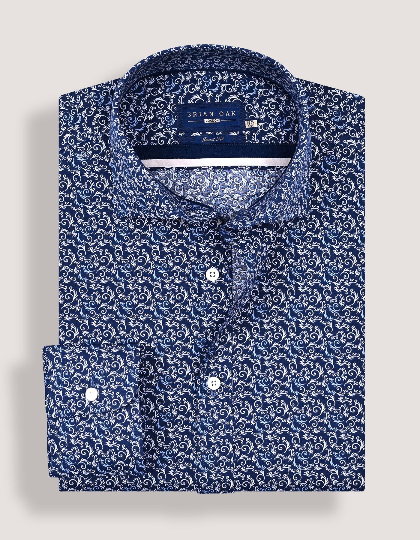 Mens Navy Paisley Print Formal Shirt