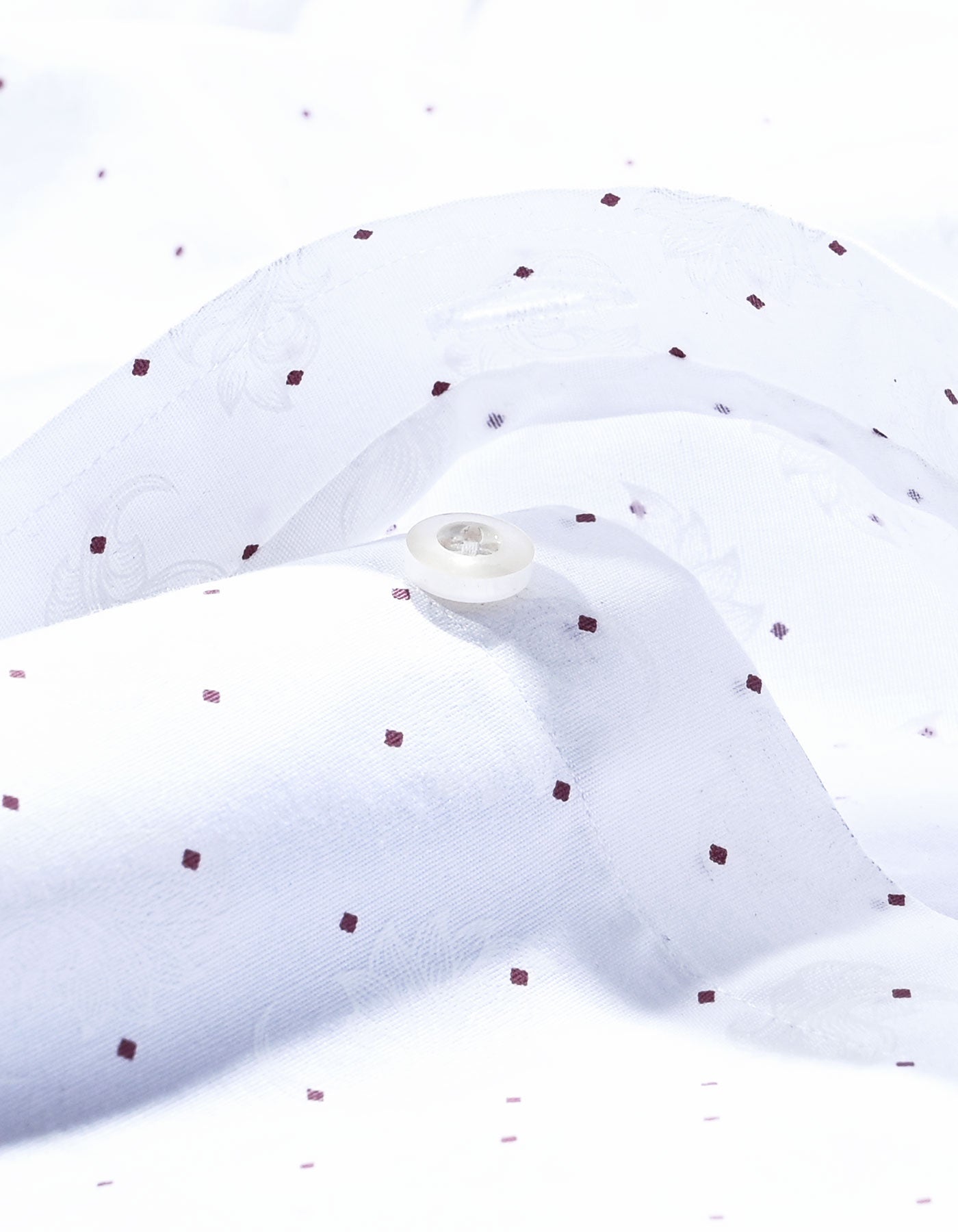 White Self Paisley & Red Micro Dot Formal Shirt