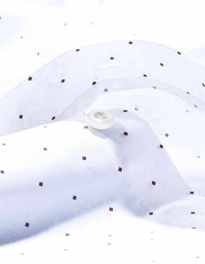 White Self Paisley & Red Micro Dot Formal Shirt