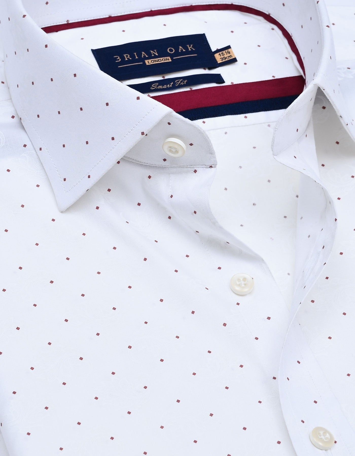 White Self Paisley & Red Micro Dot Formal Shirt