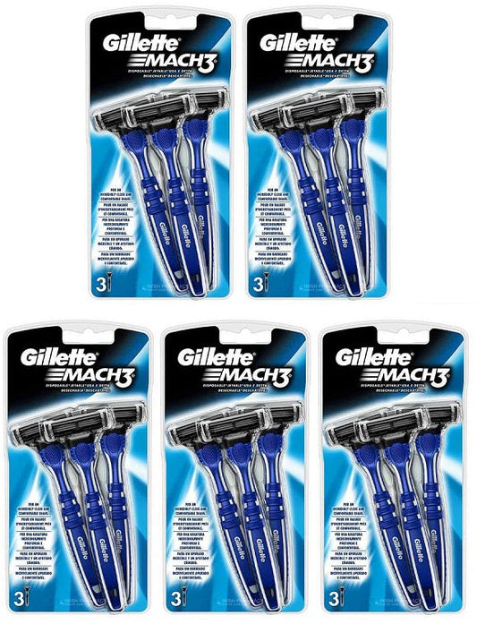 5 x Gillette Mach3 MenS Disposable Razors  3 Pack