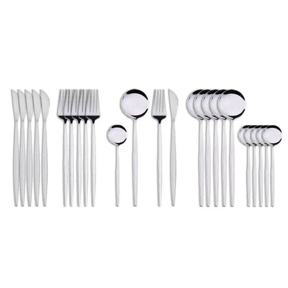24Pcs 18/10 Stainless Steel Dinnerware Set