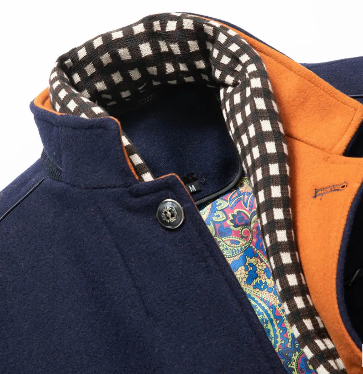 Manteau d'hiver homme en laine épaisse à col montant avec écharpe, bleu marine, taille M, Biutimarden