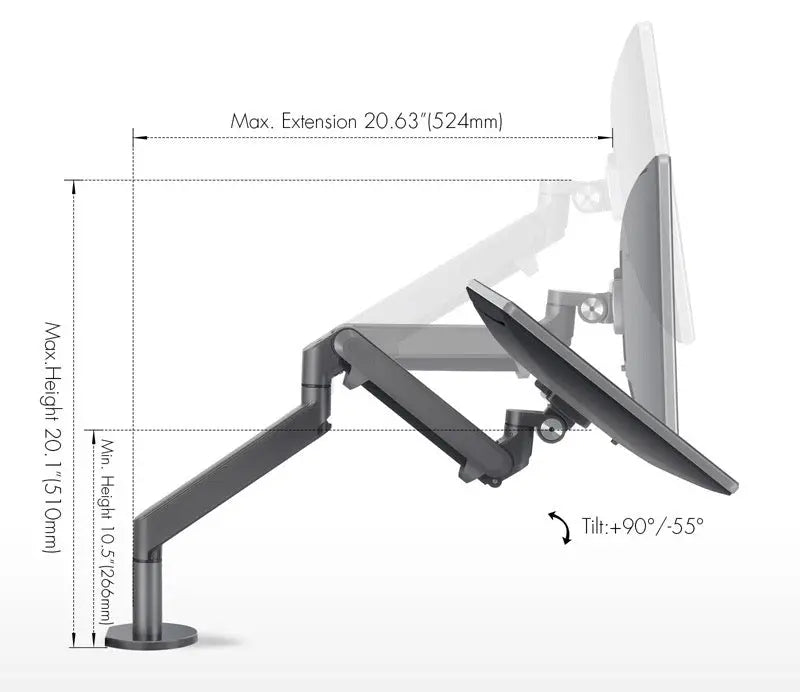 Single Gas Spring Monitor Arm Purus Life