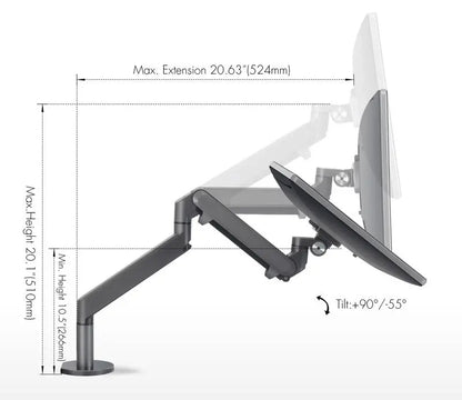 Single Gas Spring Monitor Arm Purus Life