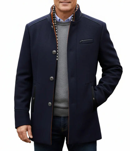 Manteau d'hiver homme en laine épaisse à col montant avec écharpe, bleu marine, taille M, Biutimarden