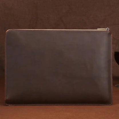 11.6 inch Genuine Leather Zipper Laptop Tablet Bag, For Macbook, Samsung, Lenovo, Sony, DELL Alienware, CHUWI, ASUS, HP 11.6 inch and Below Laptop(Coffee) Great Deal Offers