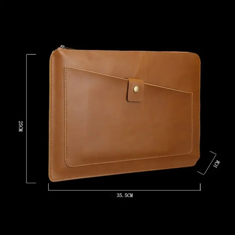 11.6 inch Genuine Leather Zipper Laptop Tablet Bag, For Macbook, Samsung, Lenovo, Sony, DELL Alienware, CHUWI, ASUS, HP 11.6 inch and Below Laptop(Coffee) Great Deal Offers