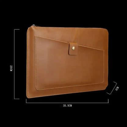11.6 inch Genuine Leather Zipper Laptop Tablet Bag, For Macbook, Samsung, Lenovo, Sony, DELL Alienware, CHUWI, ASUS, HP 11.6 inch and Below Laptop(Coffee) Great Deal Offers
