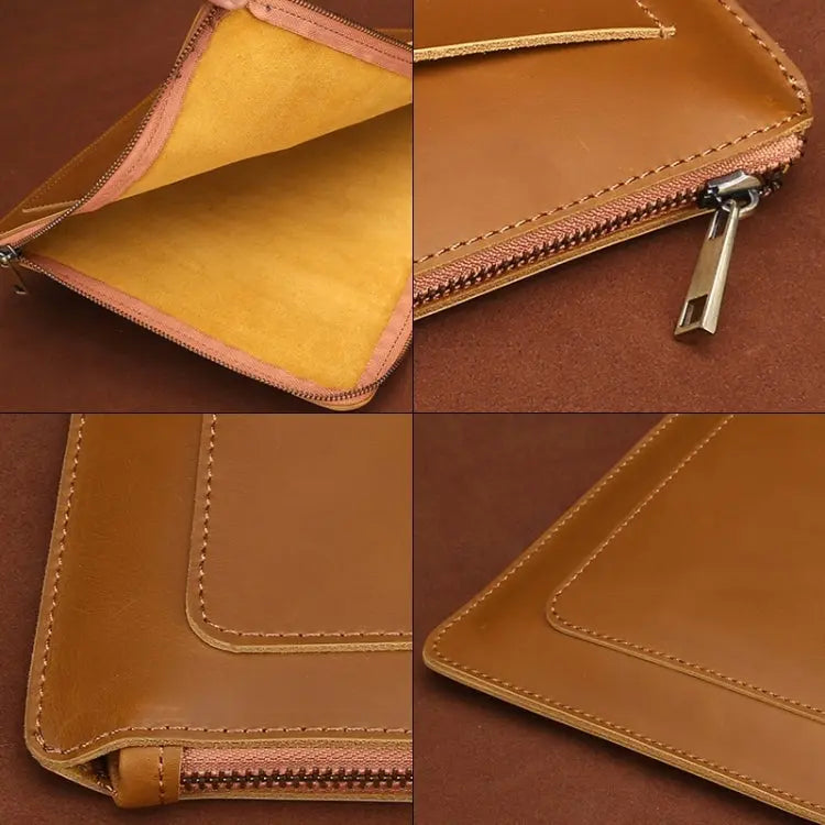 11.6 inch Genuine Leather Zipper Laptop Tablet Bag, For Macbook, Samsung, Lenovo, Sony, DELL Alienware, CHUWI, ASUS, HP 11.6 inch and Below Laptop(Coffee) Great Deal Offers