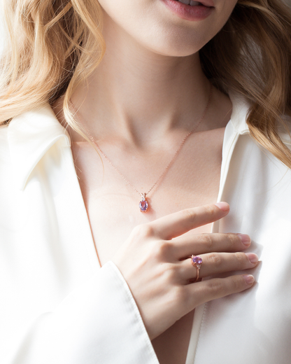 Amethyst Pendant Necklace in 18k Rose Gold Vermeil