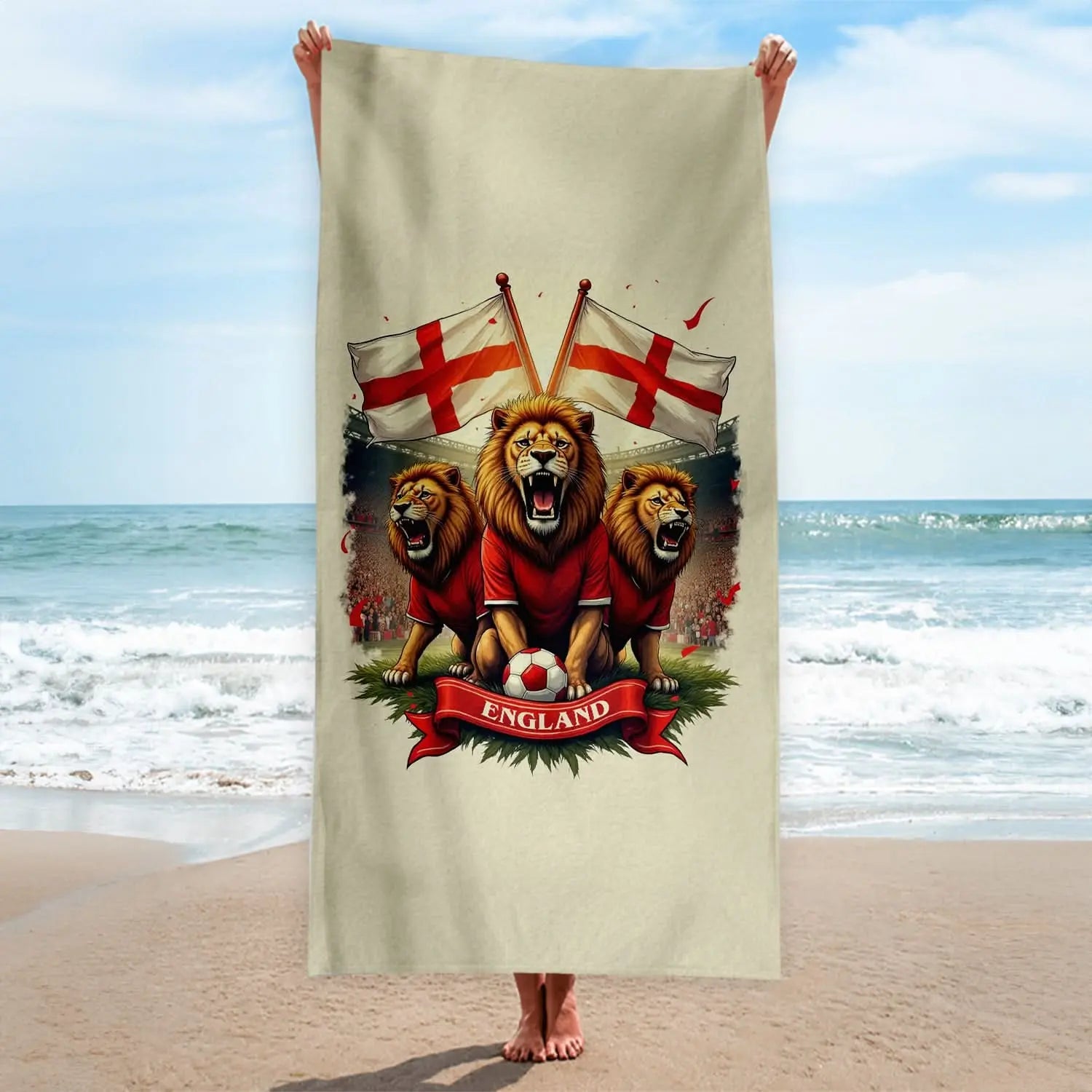 England Football - 3 Lions - Beach Towel retrofootballfactory
