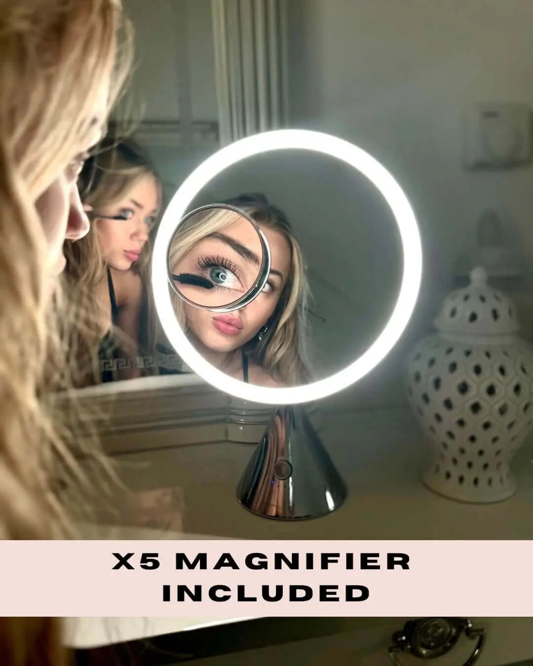 LumiGlam Pro Cosmetic Vanity Mirror in Chrome hollywood mirrors