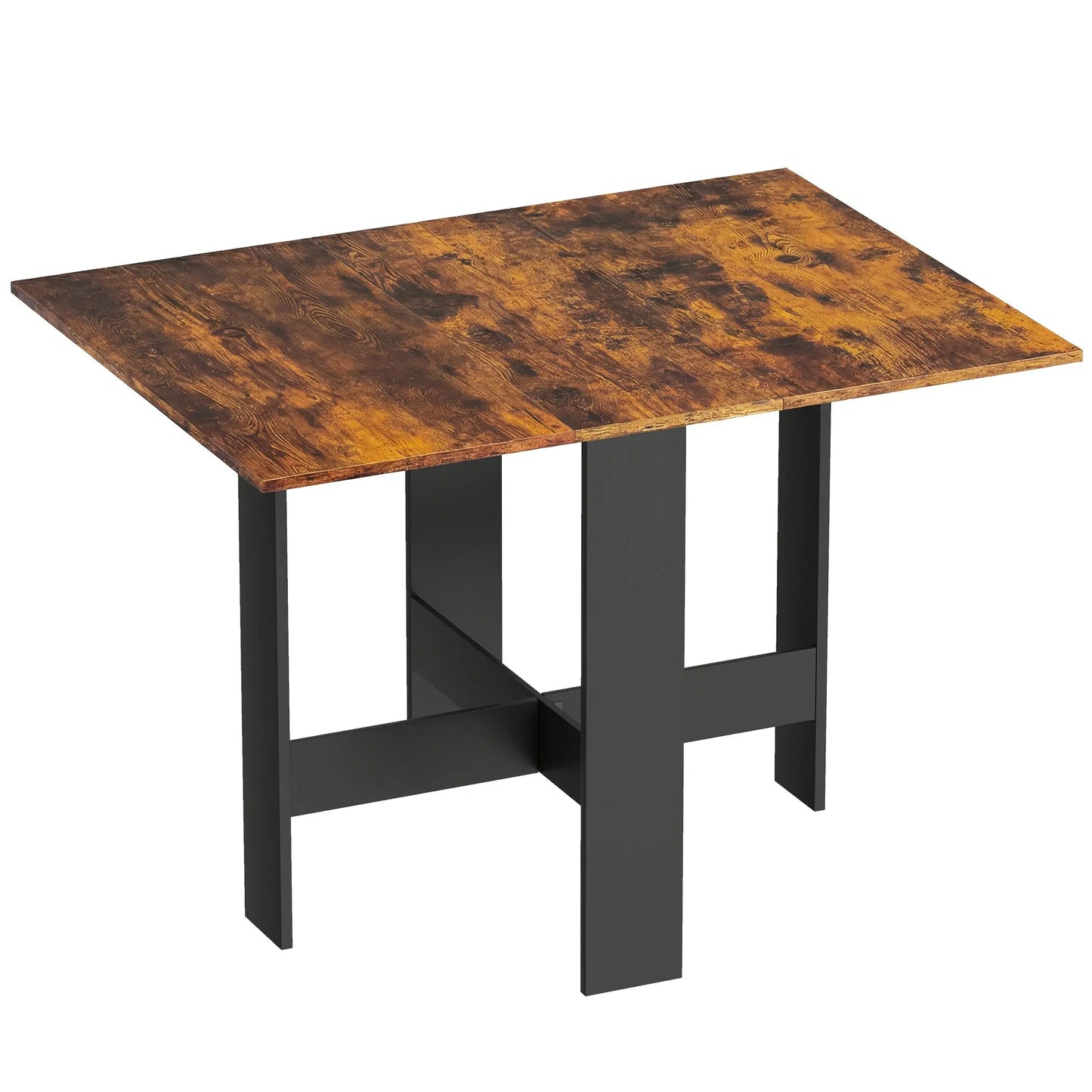 HOMCOM Folding Dining Table, Space-Saving Drop Leaf Kitchen Table for 4-6 People Rustic Brown Wise Galleria