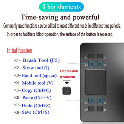 VEIKK A50 10x6 inch 5080 LPI Smart Touch Electronic Graphic Tablet, with Type-c Interface, A50