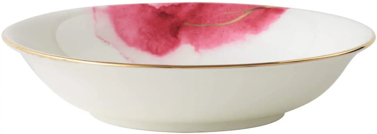 Pasta Bowl Deep Plates Set for 4 Watercolour with Gold Banding Premium Porcelain London Boutique Lifestyle