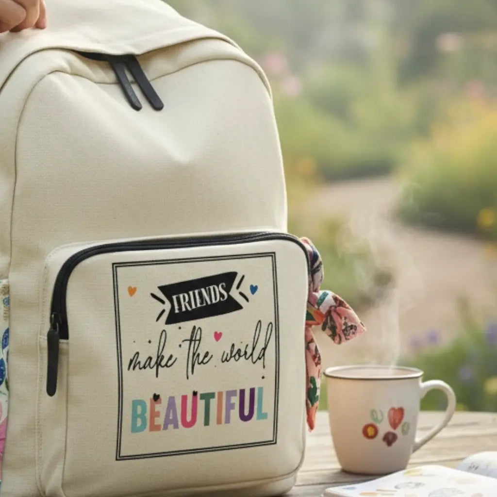 Friends make the world beautiful Rucksack Red Robin Gifts