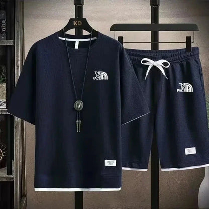 Summer men's set fashionable sportswear men's short sleeved T-shirt+sports shorts set men's casual men's clothing men's jogging