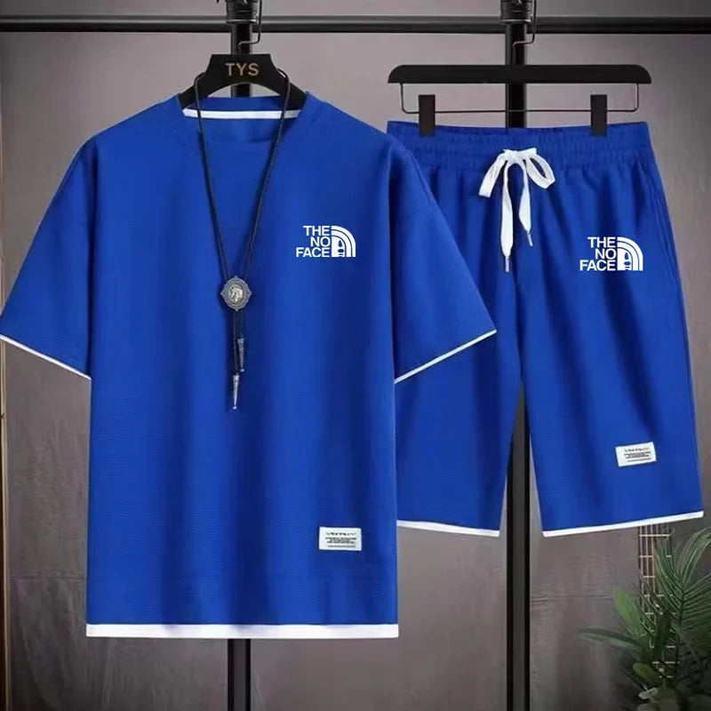 Summer men's set fashionable sportswear men's short sleeved T-shirt+sports shorts set men's casual men's clothing men's jogging