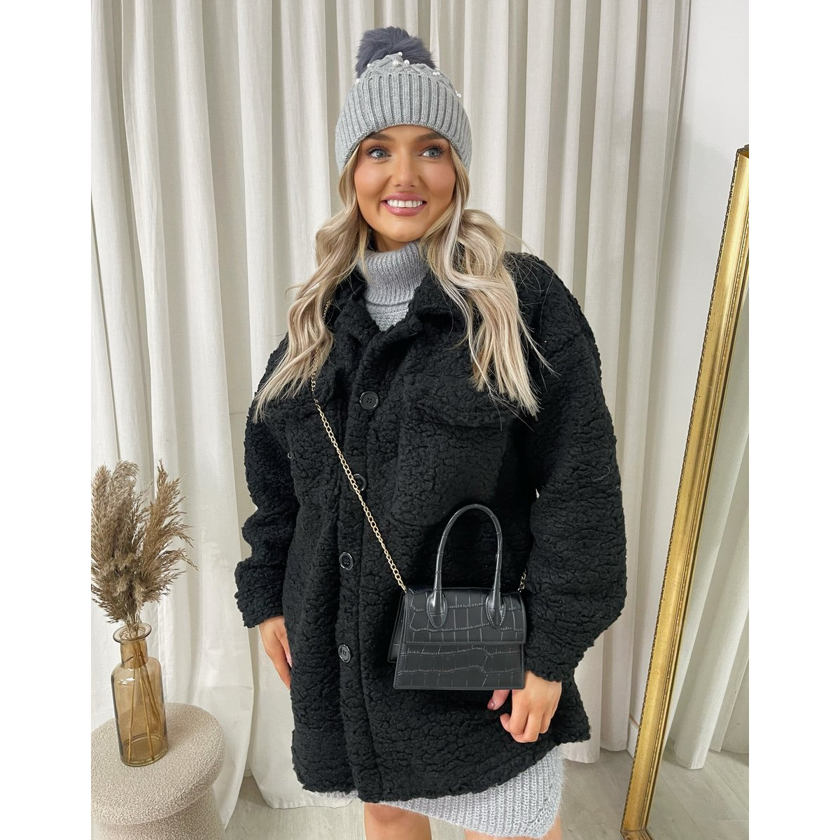 Button Down Collared Winter Coat Jacket