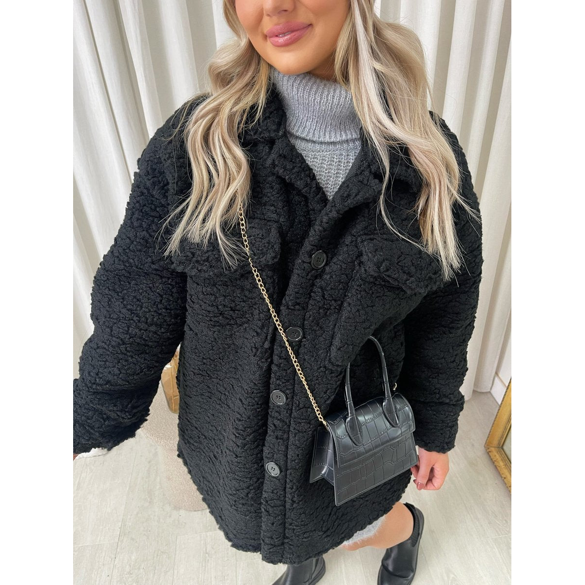 Button Down Collared Winter Coat Jacket
