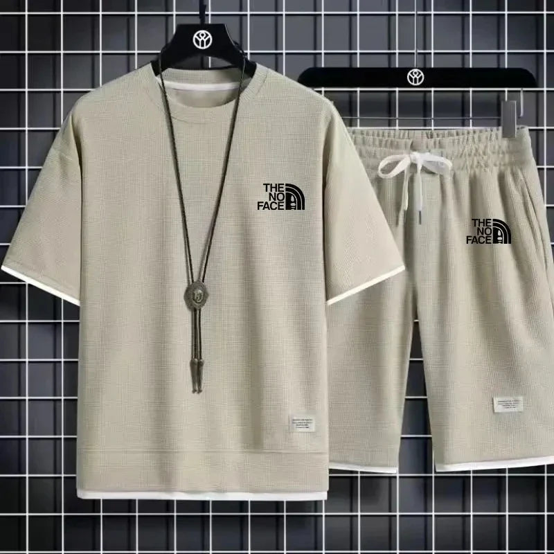 Summer men's set fashionable sportswear men's short sleeved T-shirt+sports shorts set men's casual men's clothing men's jogging