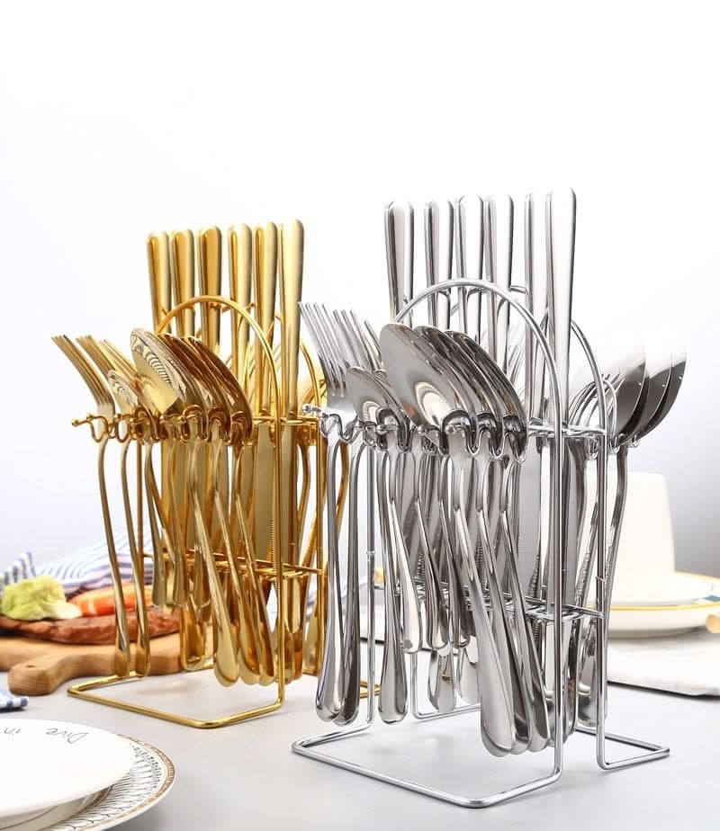24pcs Stainless Steel Silverware Cutlery Set