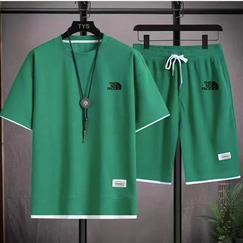 Summer men's set fashionable sportswear men's short sleeved T-shirt+sports shorts set men's casual men's clothing men's jogging