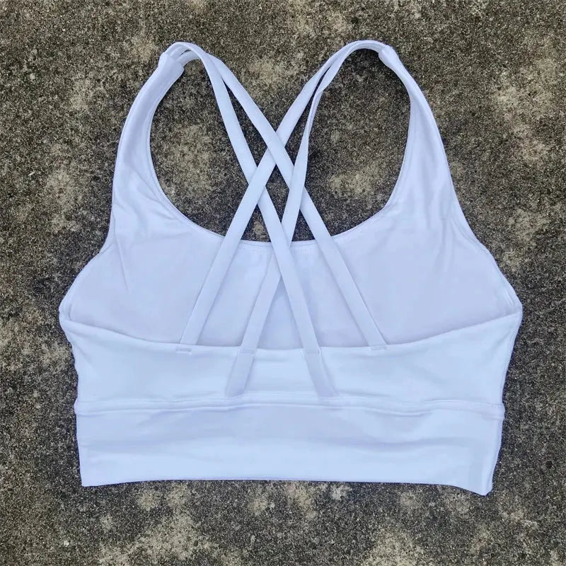 Solid Color Fitness Women Sport Bra Gym Yoga bra Athletic Cross Tight Top Workout Train With Chest Pad High quality shockproof GeToday