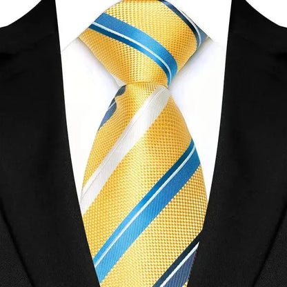 8cm Width Yellow Color Neck Ties For Men Paisley Dots Handmade HotTrendyPicks